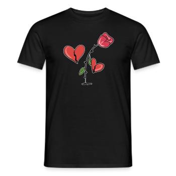 red rose broken heart symbol love - Men's T-Shirt - black - Front - AI Model Male 178 light (178cm)