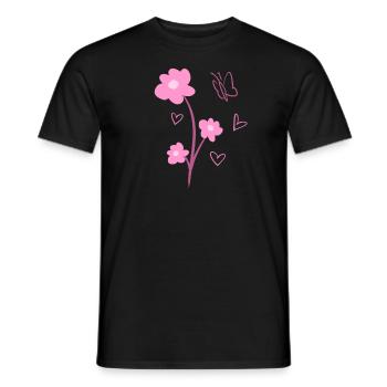 flowers symbol plant nature butterfly pink - Men's T-Shirt - black - Front - AI Model Male 178 light (178cm)