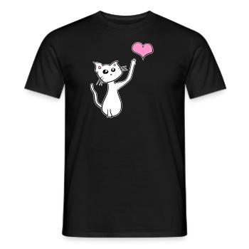 chat animal de compagnie symbole cœur amour - T-shirt homme - noir - Devant - AI Model Male 178 light (178cm)