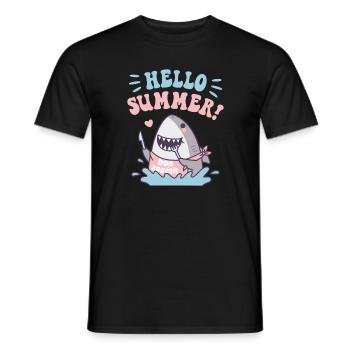 Funny Shark Bon Appetit, Hello Summer - Men's T-Shirt - black - Front - AI Model Male 178 light (178cm)