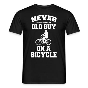 Never Underestimate Old Guy On A Bicycle - Men's T-Shirt - black - Front - AI Model Male 178 light (178cm)