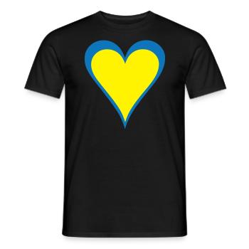 Ukraine Flag Heart Motif blue yellow - Men's T-Shirt - black - Front - AI Model Male 178 light (178cm)