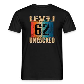 Birthday Happy Birthday Level Unlocked 62 years - Men's T-Shirt - black - Front - AI Model Male 178 light (178cm)