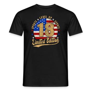 Update Level Up 18 Jahre Limited Edition USA - Männer T-Shirt - Schwarz - Vorne - AI Model Male 178 light (178cm)