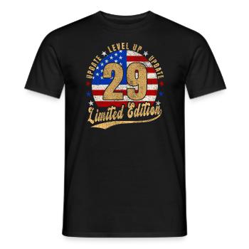 Mise à jour Level Up 29 Years Limited Edition USA - T-shirt homme - noir - Devant - AI Model Male 178 light (178cm)