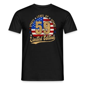 Mise à jour Level Up 59 Years Limited Edition USA - T-shirt homme - noir - Devant - AI Model Male 178 light (178cm)