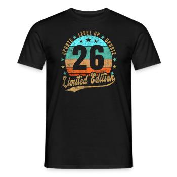Mise à jour Level Up 26 ans Édition Limitée Rétro - T-shirt homme - noir - Devant - AI Model Male 178 light (178cm)