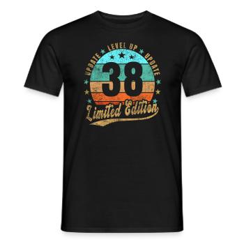 Mise à jour Level Up 38 Ans Édition Limitée Rétro - T-shirt homme - noir - Devant - AI Model Male 178 light (178cm)