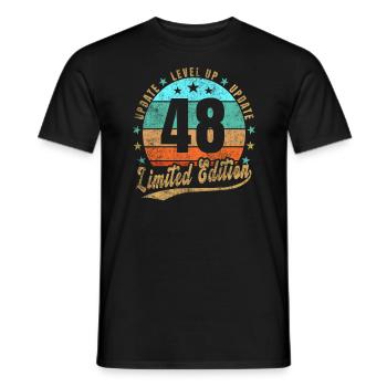 Mise à jour Niveau supérieur 48 ans Édition Limitée Rétro - T-shirt homme - noir - Devant - AI Model Male 178 light (178cm)