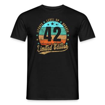 Mise à jour Level Up 42 Ans Édition Limitée Rétro - T-shirt homme - noir - Devant - AI Model Male 178 light (178cm)