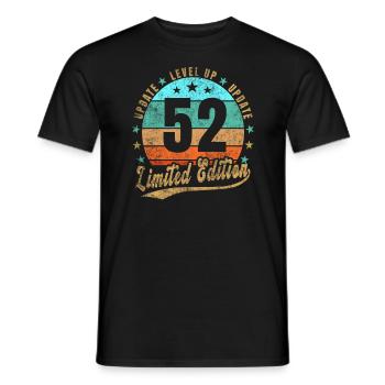 Mise à jour Niveau supérieur 52 ans Édition Limitée Rétro - T-shirt homme - noir - Devant - AI Model Male 178 light (178cm)