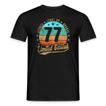 Mise à jour Level Up 77 ans Édition Limitée Rétro - T-shirt homme - noir - Devant - AI Model Male 178 light (178cm)