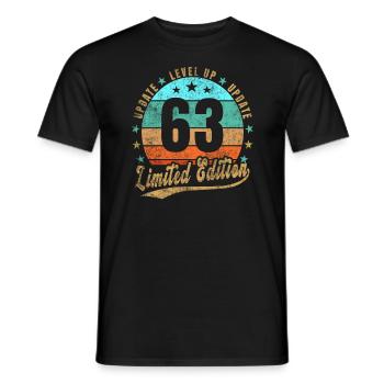 Mise à jour Level Up 63 Ans Édition Limitée Rétro - T-shirt homme - noir - Devant - AI Model Male 178 light (178cm)