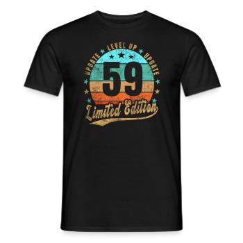 Mise à jour Level Up 59 Years Limited Edition Retro - T-shirt homme - noir - Devant - AI Model Male 178 light (178cm)
