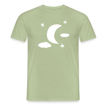 étoiles lune ciel nocturne simple - T-shirt homme - vert sauge - Devant - AI Model Male 178 light (178cm)