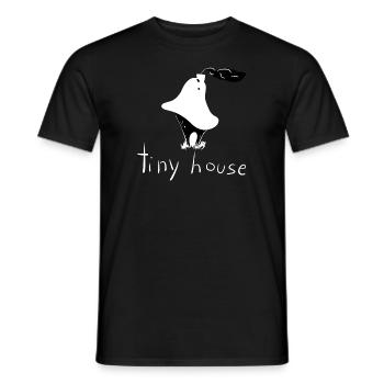mushroom house small living - Men's T-Shirt - black - Front - AI Model Male 178 light (178cm)