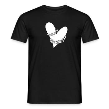 amour du cœur attrapé par la chaîne - T-shirt homme - noir - Devant - AI Model Male 178 light (178cm)