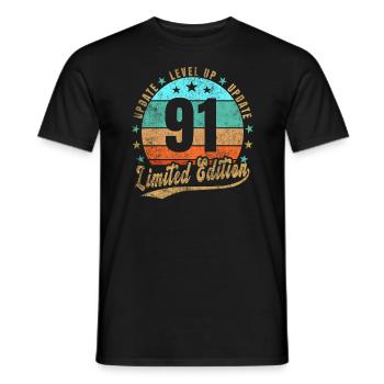 Mise à jour Level Up 91 Years Limited Edition Retro - T-shirt homme - noir - Devant - AI Model Male 178 light (178cm)