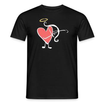 bow shooting arrow heart love symbol - Men's T-Shirt - black - Front - AI Model Male 178 light (178cm)