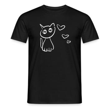 Cat Animal Cute Pet Hearts - Men's T-Shirt - black - Front - AI Model Male 178 light (178cm)