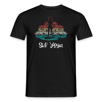 SUP Yoga Shirt Damen - Stand Up Paddling T-Shirt - Männer T-Shirt - Schwarz - Vorne - AI Model Male 178 light (178cm)