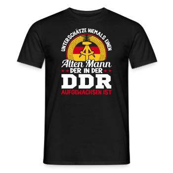 Old man grew up in GDR OSSI East Germany - Men's T-Shirt - black - Front - AI Model Male 178 light (178cm)