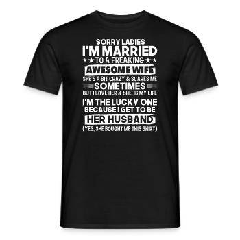 Désolé, mesdames, je suis marié, - T-shirt homme - noir - Devant - AI Model Male 178 light (178cm)