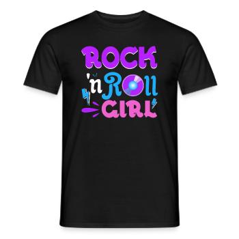 Rock N Roll Girl Retro 80s 90s Theme Party Music - Men's T-Shirt - black - Front - AI Model Male 178 light (178cm)