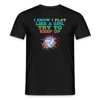 Je sais que je joue comme une fille colorée - T-shirt homme - noir - Devant - AI Model Male 178 light (178cm)