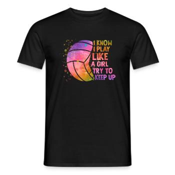 Je sais que je joue comme une fille colorée - T-shirt homme - noir - Devant - AI Model Male 178 light (178cm)