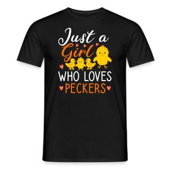 Just A Girl Who Loves Peckers Chicken - Men's T-Shirt - black - Front - AI Model Male 178 light (178cm)