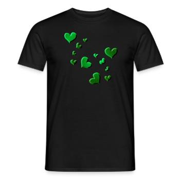 Heart pattern green symbol glitter - Men's T-Shirt - black - Front - AI Model Male 178 light (178cm)