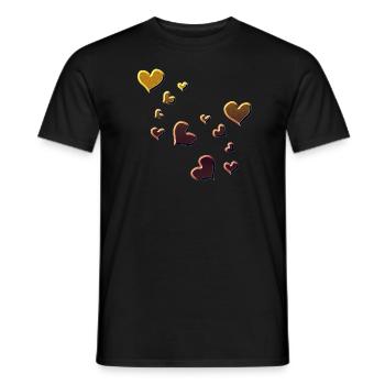 Motif Cœur Coeur Symbole rouge paillettes jaune - T-shirt homme - noir - Devant - AI Model Male 178 light (178cm)