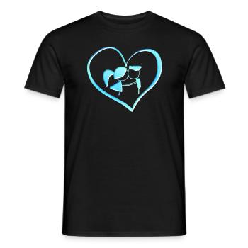 Symbol heart couple couple blue - Men's T-Shirt - black - Front - AI Model Male 178 light (178cm)