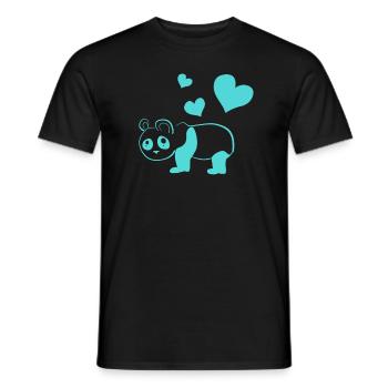 Panda blue hearts animal love animal - Men's T-Shirt - black - Front - AI Model Male 178 light (178cm)