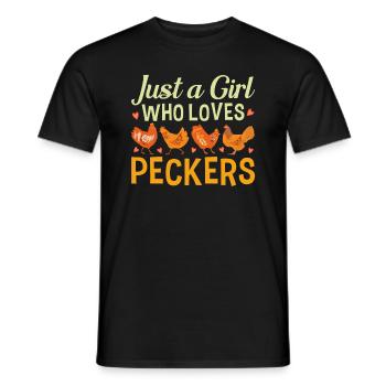 Just A Girl Who Loves Peckers Chicken - Men's T-Shirt - black - Front - AI Model Male 178 light (178cm)