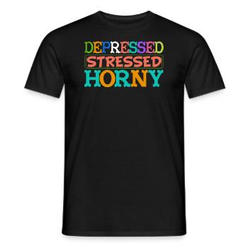 Femmes déprimées, stressées et célibataires - T-shirt homme - noir - Devant - AI Model Male 178 light (178cm)