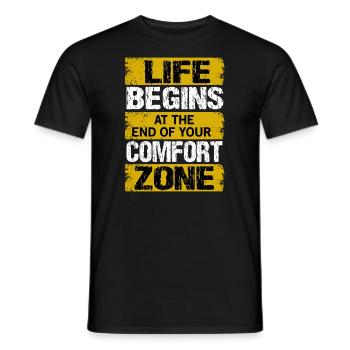 Life begins at the end of your comfort zone - Men's T-Shirt - black - Front - AI Model Male 178 light (178cm)