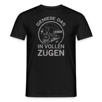 Genieße Das Leben In Vollen Zügen Zugführer - Männer T-Shirt - Schwarz - Vorne - AI Model Male 178 light (178cm)