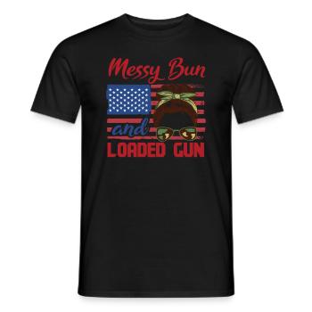 Unordentliches Brötchen Und Geladene Patriotische - Männer T-Shirt - Schwarz - Vorne - AI Model Male 178 light (178cm)