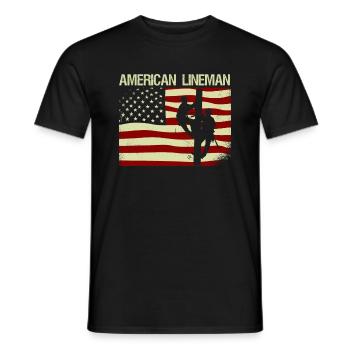 Patriotic Electrician American Flag Lineman - Men's T-Shirt - black - Front - AI Model Male 178 light (178cm)