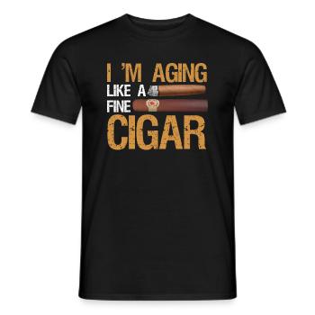 I Age Like A Fine Cigar Smoker - Men's T-Shirt - black - Front - AI Model Male 178 light (178cm)