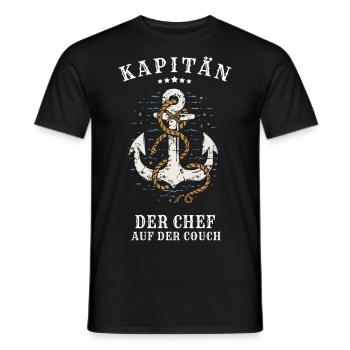 Kapitän - Der Chef auf der Couch - Männer T-Shirt - Schwarz - Vorne - AI Model Male 178 light (178cm)