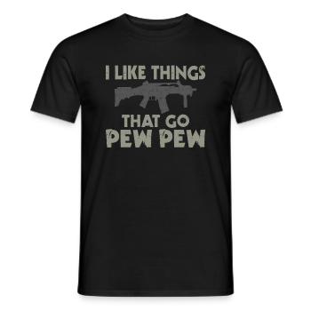 I Like Things The Pew Pew Gun Enthusiast - Men's T-Shirt - black - Front - AI Model Male 178 light (178cm)