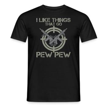 I Like Things The Pew Pew Gun Enthusiast - Men's T-Shirt - black - Front - AI Model Male 178 light (178cm)