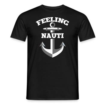 Nauti Bateau Nautique Marin Voile Capitaine Ancre - T-shirt homme - noir - Devant - AI Model Male 178 light (178cm)