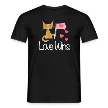 liebe gewinnt Katze Herz Flagge - Männer T-Shirt - Schwarz - Vorne - AI Model Male 178 light (178cm)