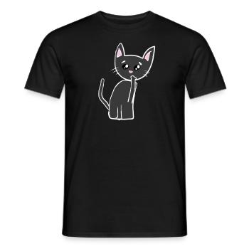 Triste Chat Animal Symbole Triste - T-shirt homme - noir - Devant - AI Model Male 178 light (178cm)