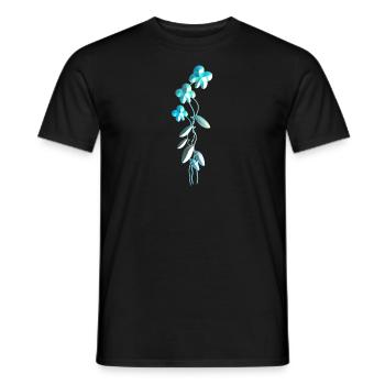 blue flowers symbol glitter plant - Men's T-Shirt - black - Front - AI Model Male 178 light (178cm)