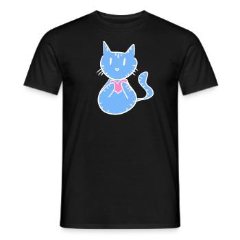 blue cat symbol cartoon heart - Men's T-Shirt - black - Front - AI Model Male 178 light (178cm)
